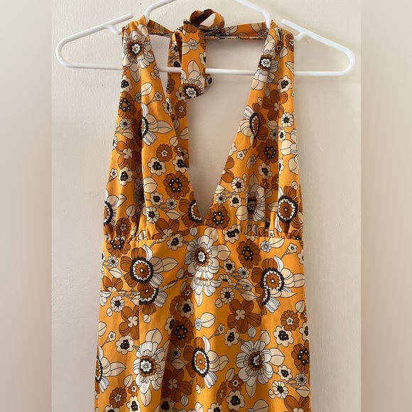 Orange Floral Halter Neck Mini Dress “Cider” Size Large - Picture 3 of 10
